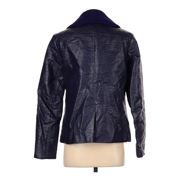 Nanette Lapore Moto Style Jacket in Royal Purple Wool and Polyurethane Body - Picture 3 of 14